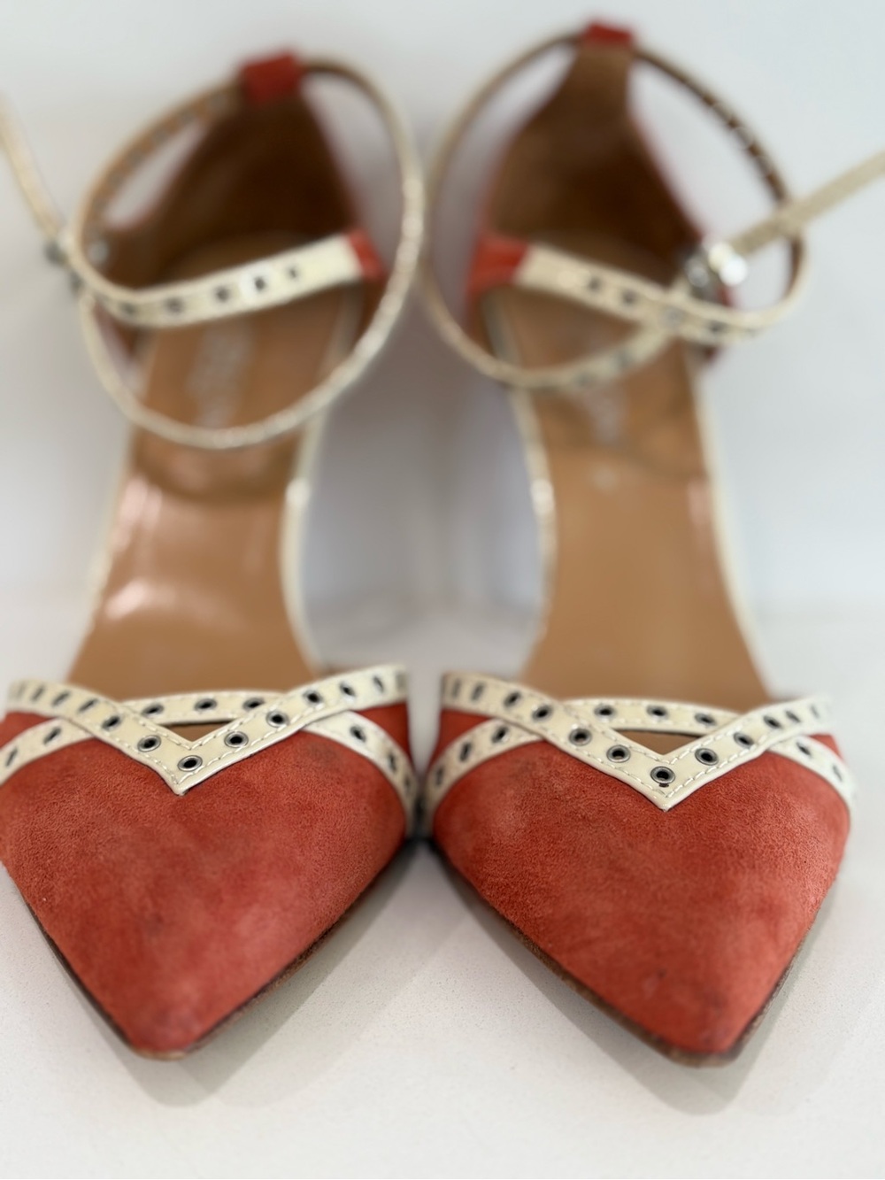 Napoleoni Made in Italy Peach/Suede Leather Heels – Size 38